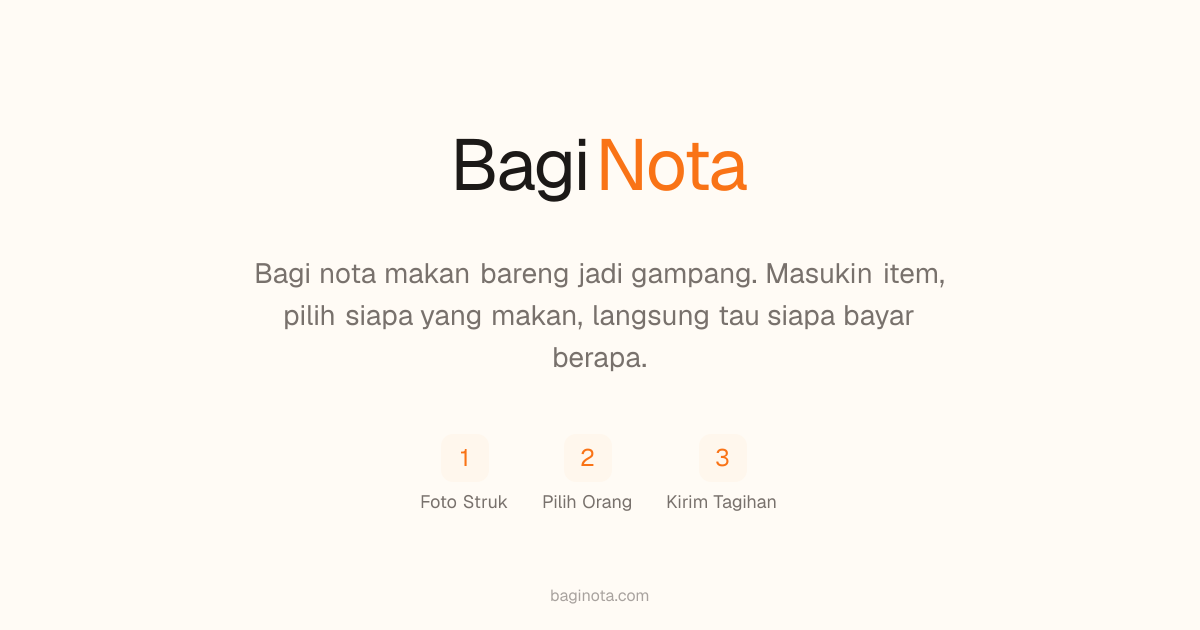 BagiNota — Kalkulator Split Bill & Bagi Nota Makan Gratis